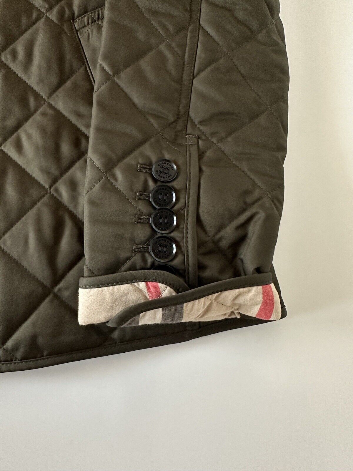 NWT $960 Burberry Women's Quilted Diamond Dark Olive Jacket  Large 8065873