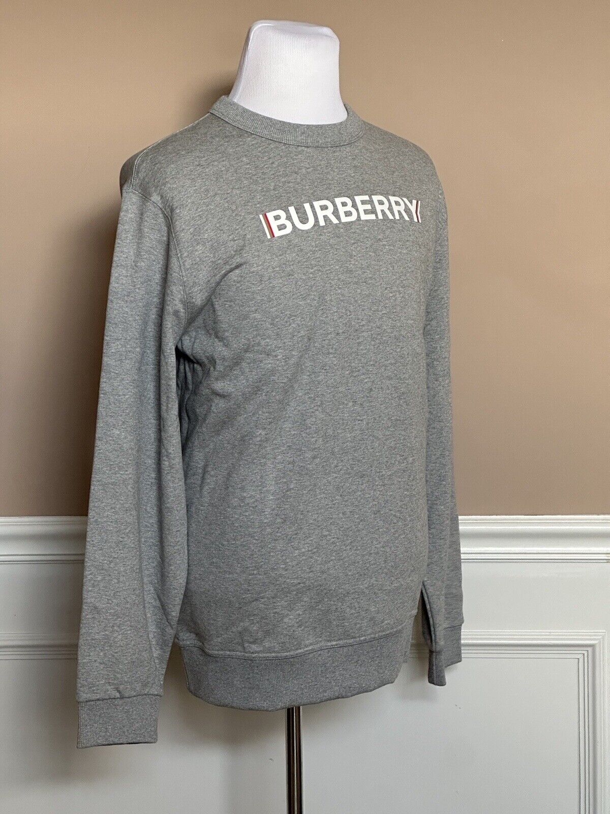 NWT $680 Burberry Fawson Pale Grey Sweatshirt 2XL 8052992 (Oversized)