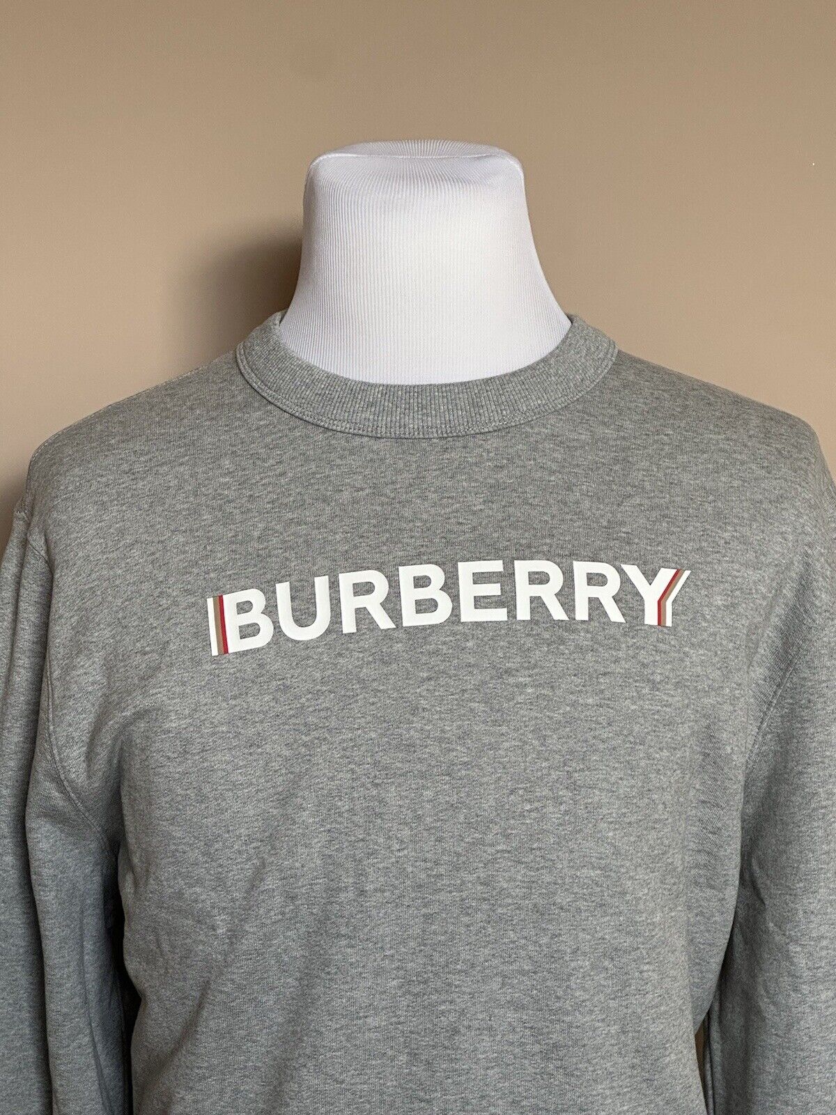 NWT $680 Burberry Fawson Pale Grey Sweatshirt 2XS 8052992 (Oversized)