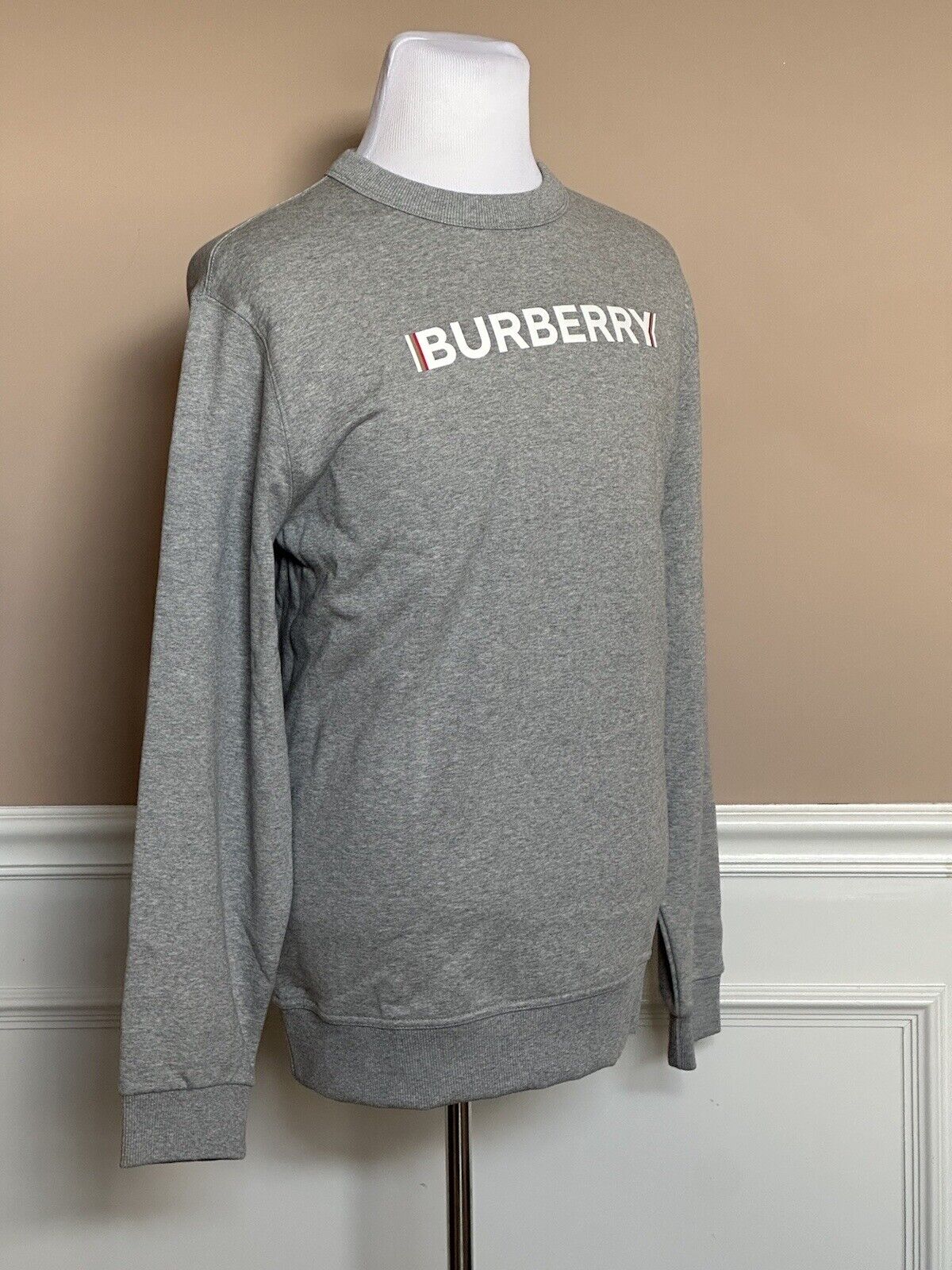 NWT $680 Burberry Fawson Pale Grey Sweatshirt 2XS 8052992 (Oversized)