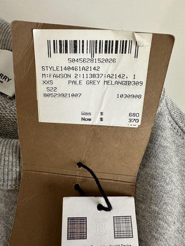 Burberry Fawson Pale Grey Sweatshirt 2XS 8052992 (Oversized) NWT $680