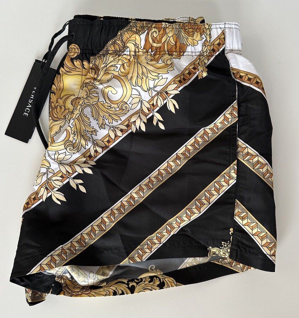 NWT $500 Versace Renaissance Men's Black/Gold Swim Shorts 50 (4 US)  IT 1006003