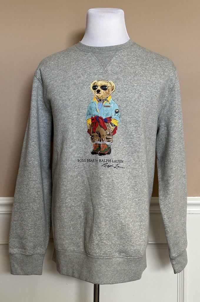 NWT $168 Polo Ralph Lauren Long Sleeve Bear Fleece Sweatshirt Gray 2XL