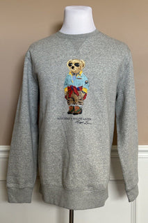 NWT $168 Polo Ralph Lauren Long Sleeve Bear Fleece Sweatshirt Gray 2XL