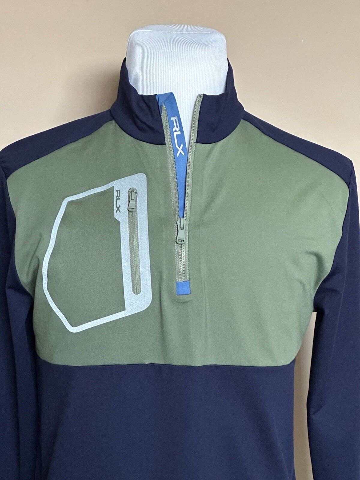 NWT $148 Polo Ralph Lauren RLX Men's Windbreaker Jacket Green/Blue Medium