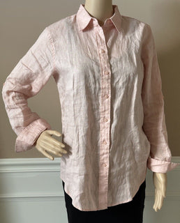 NWT $115 Lauren Ralph Lauren Women’s Linen Long Sleeve Shirt Pale Pink Medium