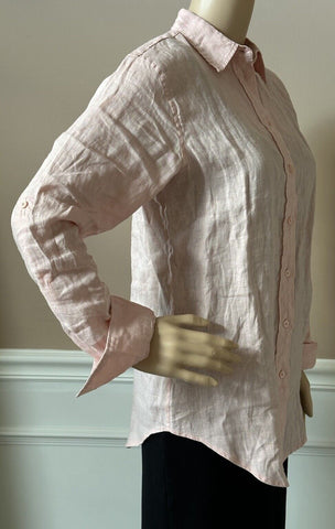 NWT $115 Lauren Ralph Lauren Women’s Linen Long Sleeve Shirt Pale Pink Medium