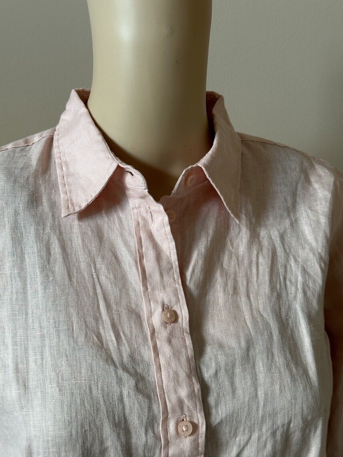 NWT $115 Lauren Ralph Lauren Women’s Linen Long Sleeve Shirt Pale Pink Medium