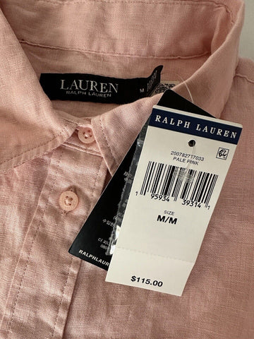 NWT $115 Lauren Ralph Lauren Women’s Linen Long Sleeve Shirt Pale Pink Medium