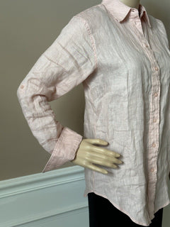 NWT $115 Lauren Ralph Lauren Women’s Linen Long Sleeve Shirt Pale Pink Large