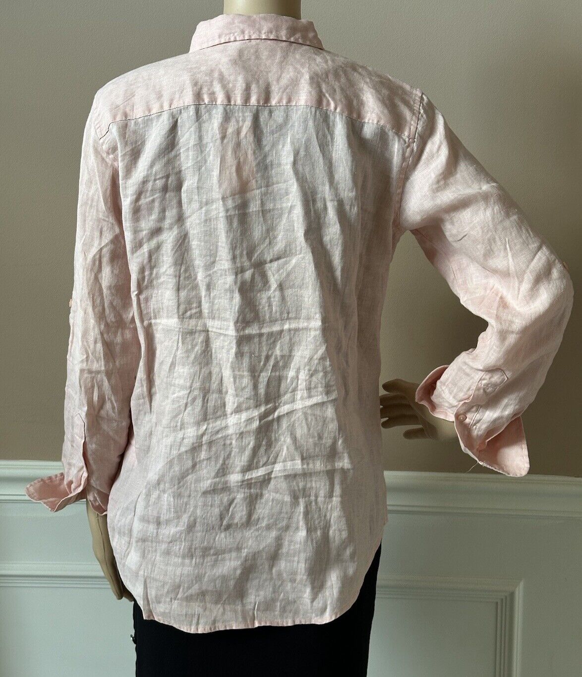 NWT $115 Lauren Ralph Lauren Women’s Linen Long Sleeve Shirt Pale Pink Large