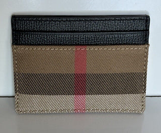 Burberry Vintage Check Archive Beige/Black Leather Card Case 80731411 NWT $260