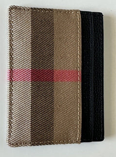 Burberry Vintage Check Archive Beige/Black Leather Card Case 80731411 NWT $260