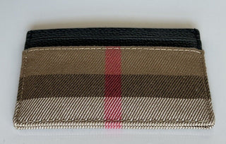 Burberry Vintage Check Archive Beige/Black Leather Card Case 80731411 NWT $260