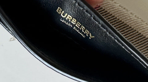 Burberry Vintage Check Archive Beige/Black Leather Card Case 80731411 NWT $260
