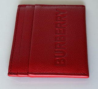 NWT $250 Burberry Sandon Embossed Smooth Leather Red Card Case 80613681