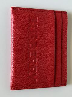 NWT $250 Burberry Sandon Embossed Smooth Leather Red Card Case 80613681