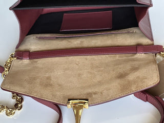 NWT Burberry Small Macken House Check Leather Cross Body Bag Crimson 8080159