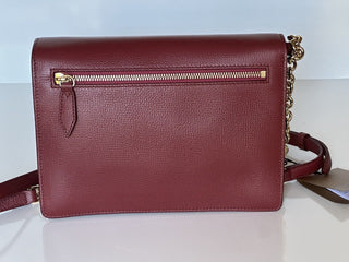 NWT Burberry Small Macken House Check Leather Cross Body Bag Crimson 8080159