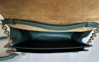 NWT Burberry Small Macken House Check Leather Cross Body Bag Green 80801611