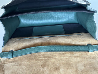 NWT Burberry Small Macken House Check Leather Cross Body Bag Green 80801611