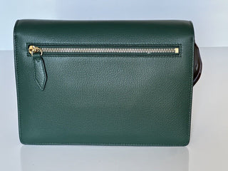 NWT Burberry Small Macken House Check Leather Cross Body Bag Green 80801611
