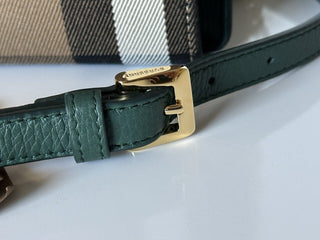 NWT Burberry Small Macken House Check Leather Cross Body Bag Green 80801611
