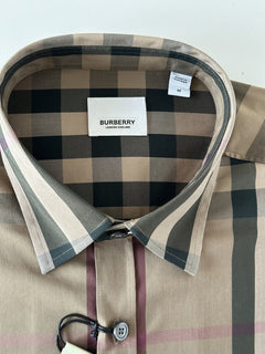 NWT $570 Burberry Men's Nelson Pebble Cotton Button-up Shirt M 8073400