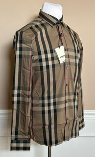 NWT $570 Burberry Men's Nelson Pebble Cotton Button-up Shirt M 8073400