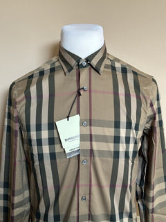 NWT $570 Burberry Men's Nelson Pebble Cotton Button-up Shirt M 8073400