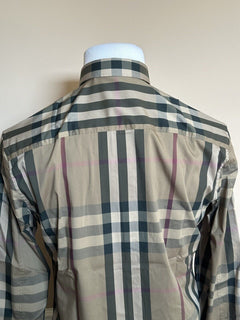 NWT $570 Burberry Men's Nelson Pebble Cotton Button-up Shirt M 8073400