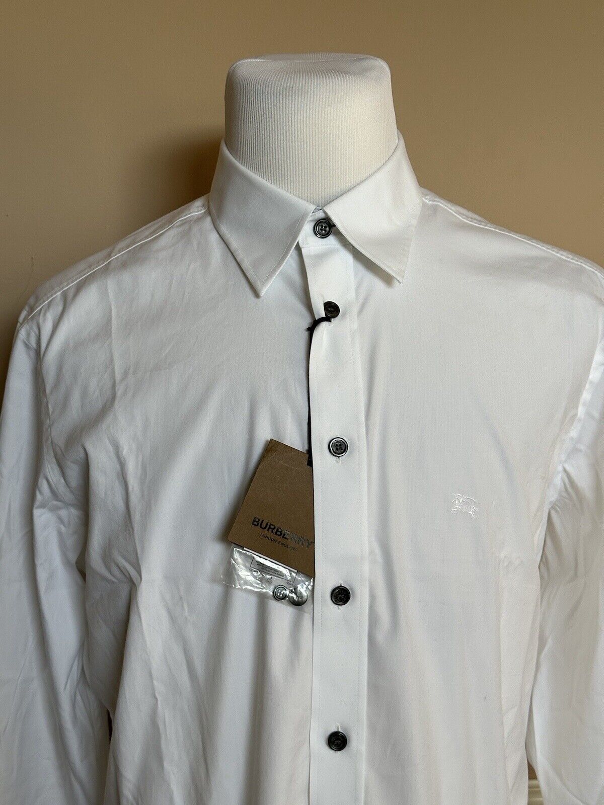 NWT $530 Burberry Cambridge Men's White Cotton Button-Up Shirt L 8066768