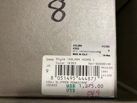 NIB $1275 Giorgio Armani Slipper Monkstrap Men’s Sandals Brown 9 US X2L084 IT