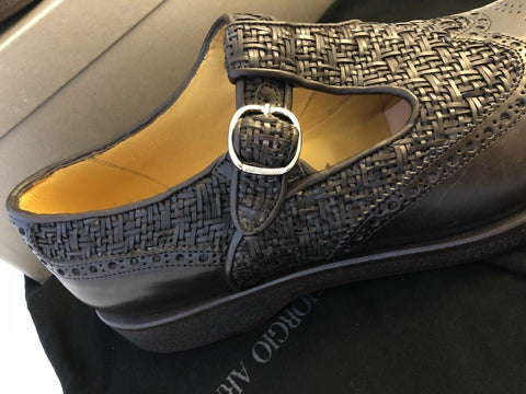 NIB $1275 Giorgio Armani Slipper Monkstrap Men’s Sandals Brown 9 US X2L084 IT