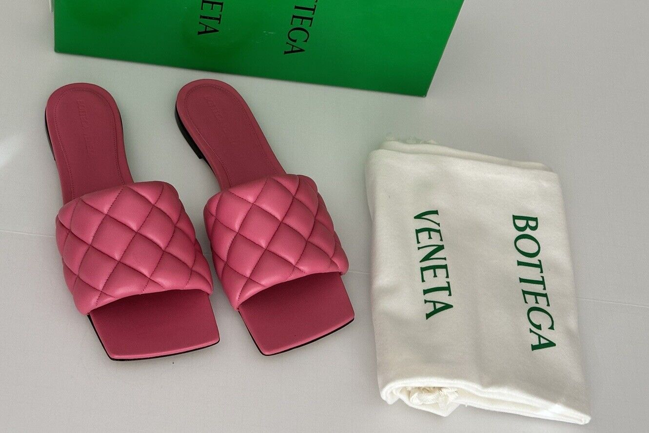 NWT $990 Bottega Veneta Pink Flat Sandals Shoes 7 US (37 Euro) 627710 Italy