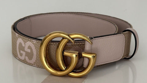 Gucci Women's GG Marmont Wide Belt in Pink Canvas/Leather 80/32 Italy 400593 NWT