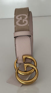 Gucci Women's GG Marmont Wide Belt in Pink Canvas/Leather 95/38 Italy 400593 NWT