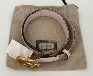 Gucci Women's GG Marmont Wide Belt in Pink Canvas/Leather 95/38 Italy 400593 NWT