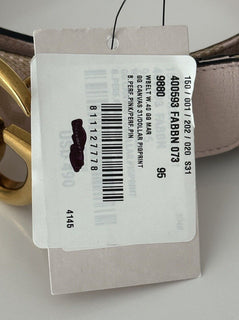 Gucci Women's GG Marmont Wide Belt in Pink Canvas/Leather 95/38 Italy 400593 NWT