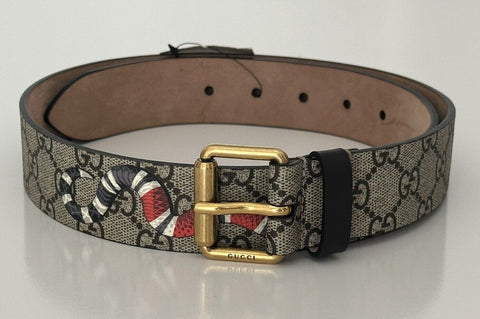 NWT Gucci Women's Snake GG Supreme Leather Belt Brown  85/34 Italy 434520
