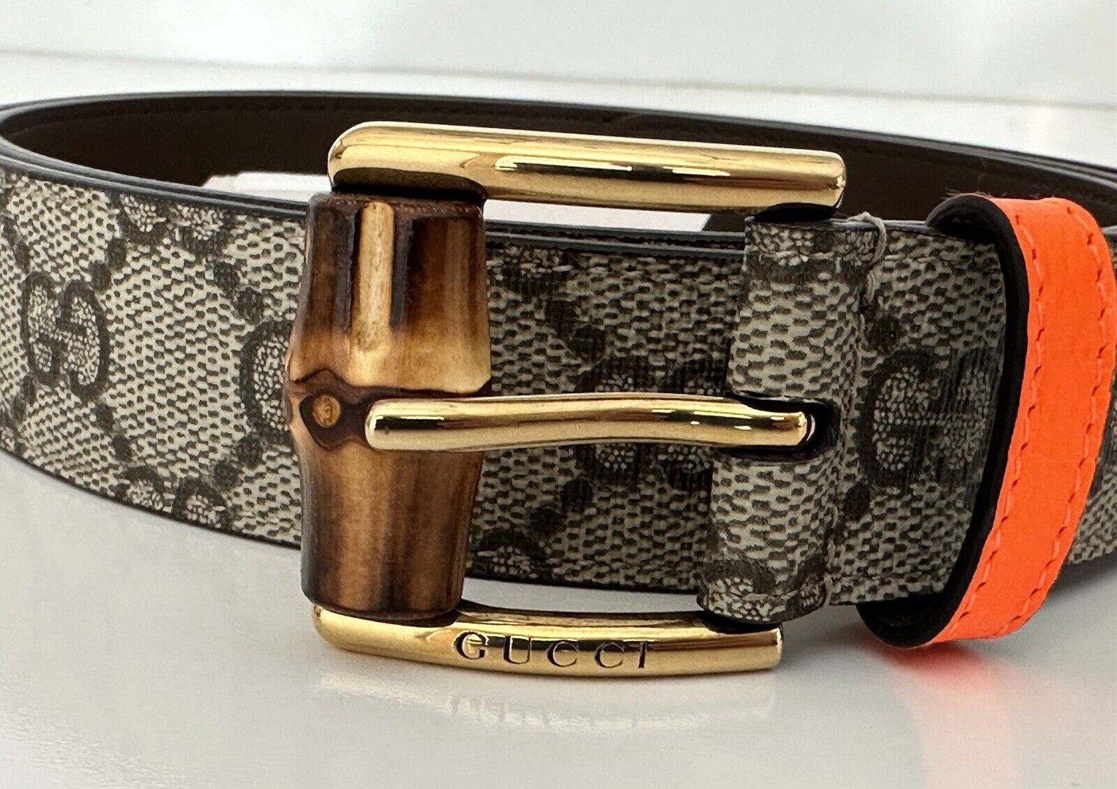 NWT Gucci Women's GG Supreme Leather Belt Brown 105/42 Italy 699954