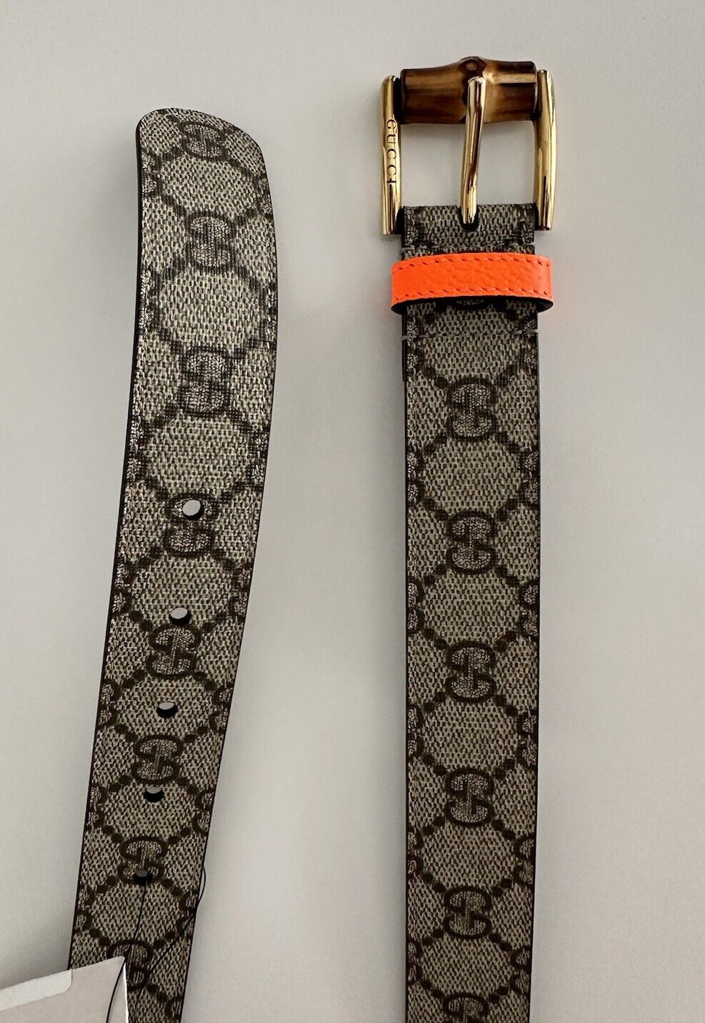 NWT Gucci Women's GG Supreme Leather Belt Brown 105/42 Italy 699954