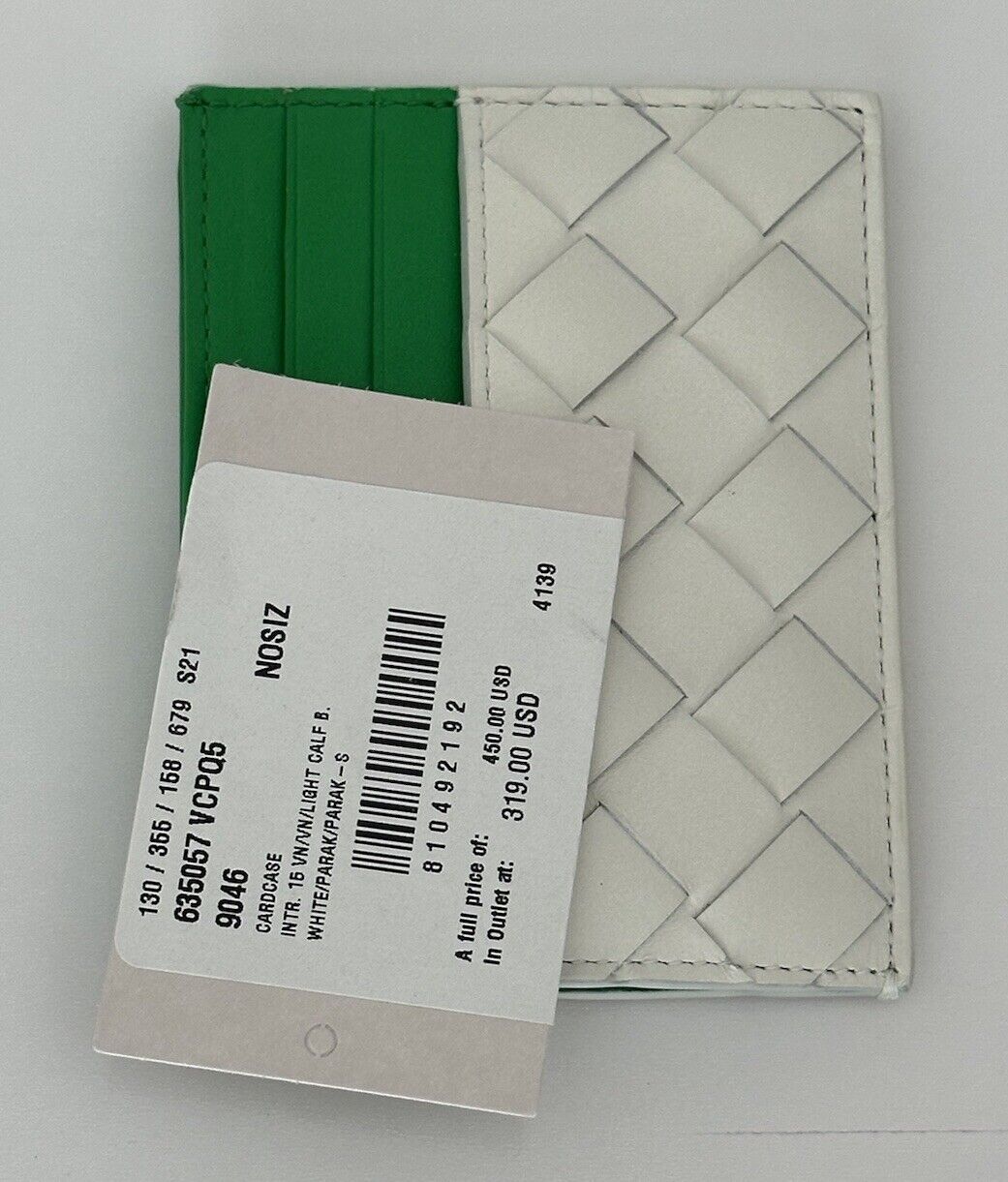 Bottega Veneta Intrecciato Leather Card Case White/Parakeet 635057 IT NWT $450