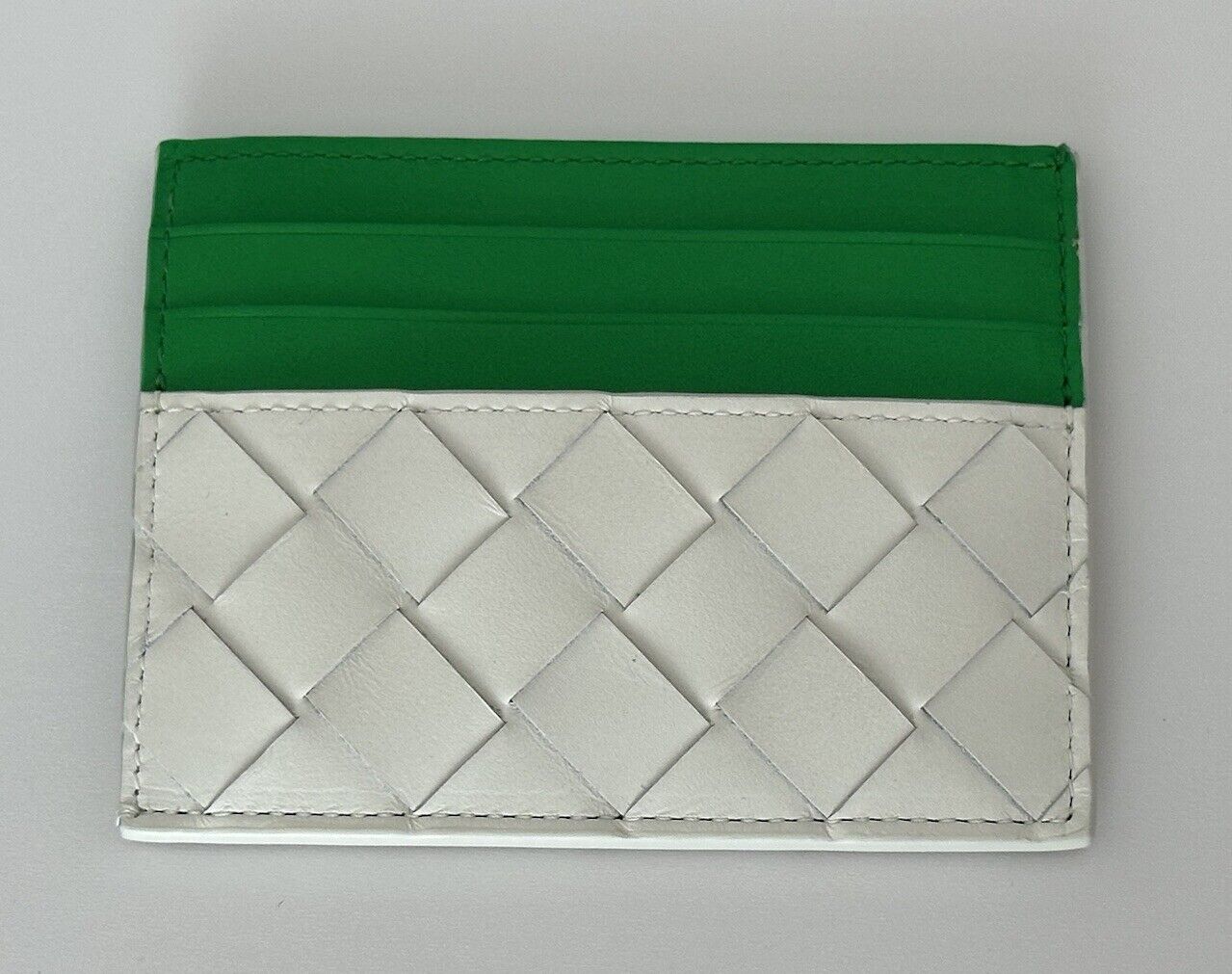 Bottega Veneta Intrecciato Leather Card Case White/Parakeet 635057 IT NWT $450