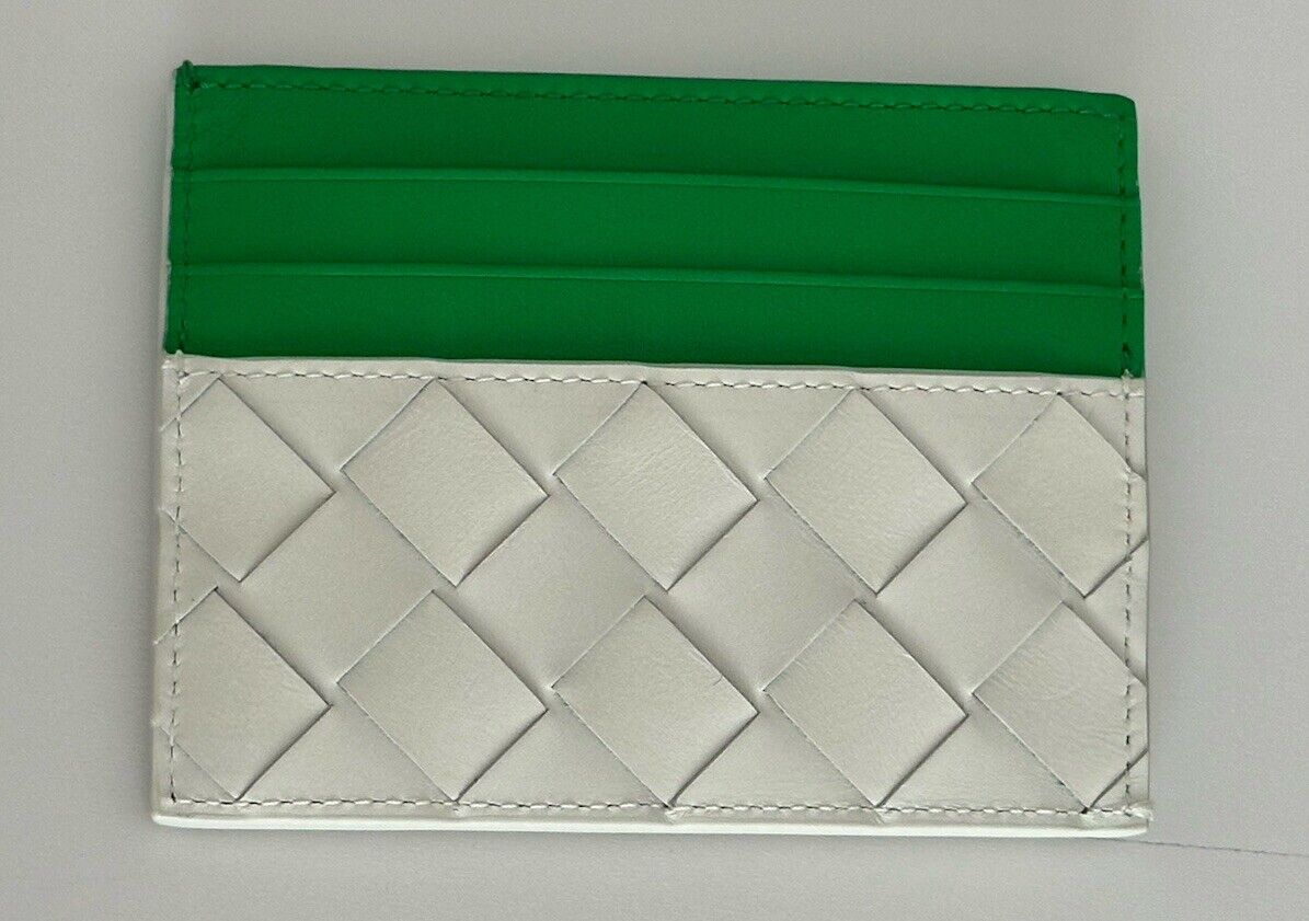 Bottega Veneta Intrecciato Leather Card Case White/Parakeet 635057 IT NWT $450