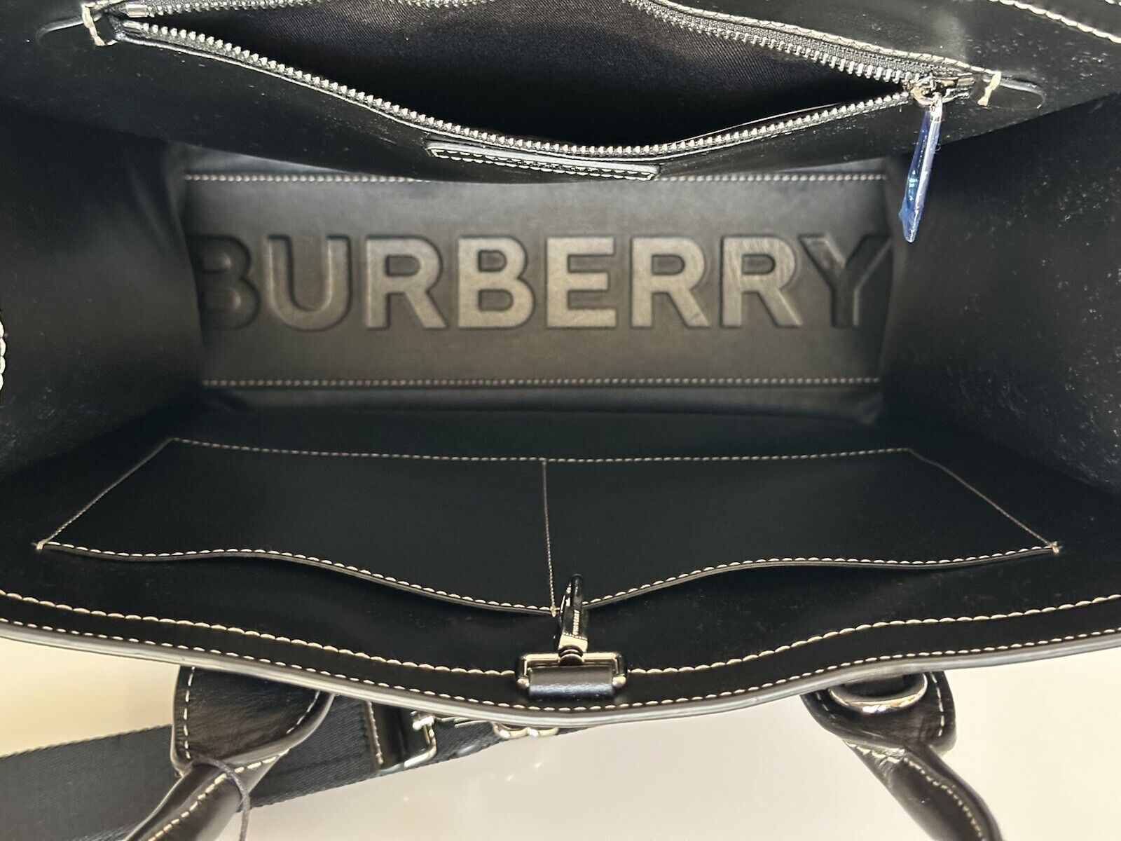 Burberry Denny Tote House Check Shoulder Bag Navy Blue 80594571 NWT $1650 Italy