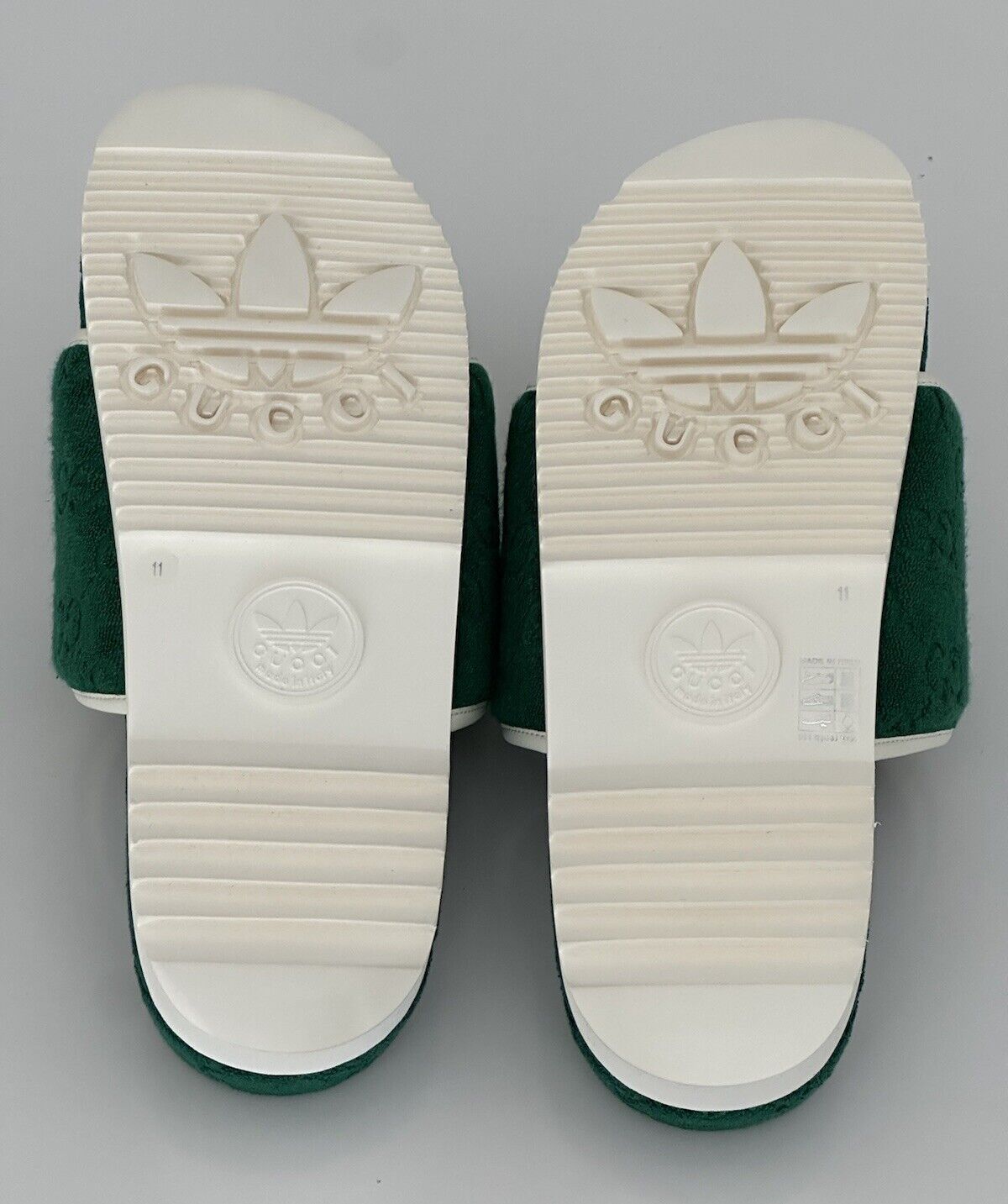 Gucci x Adidas Mens GG Magic Sponge Sandals Green 11.5 US (Gucci 11) IT 702412