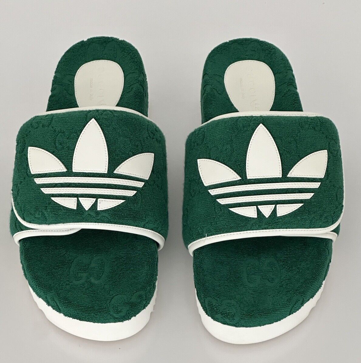 Gucci x Adidas Mens GG Magic Sponge Sandals Green 11.5 US (Gucci 11) IT 702412