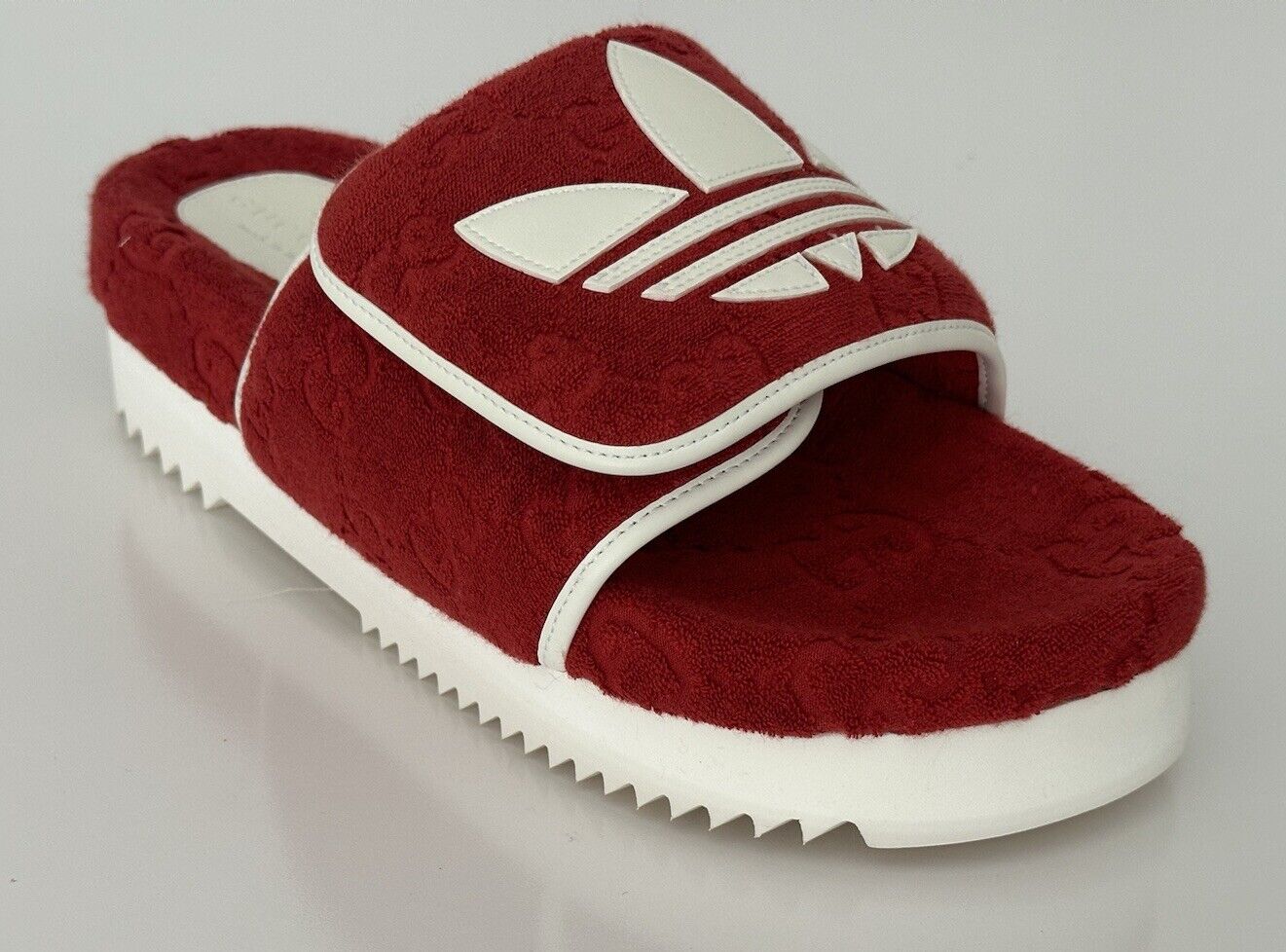 Gucci x Adidas Mens GG Magic Sponge Sandals Red 11.5 US (Gucci 11) IT 702412