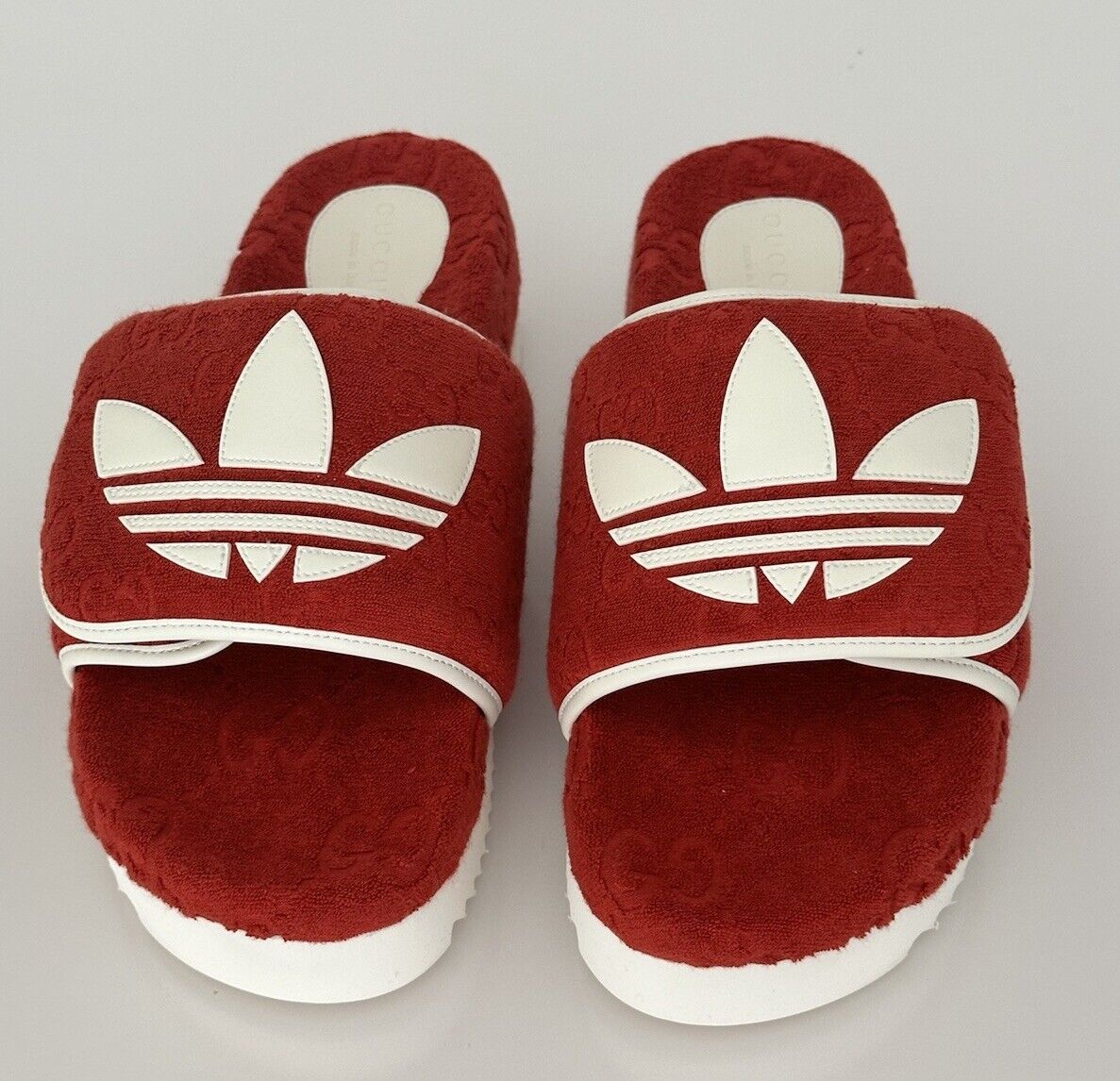 Gucci x Adidas Mens GG Magic Sponge Sandals Red 11.5 US (Gucci 11) IT 702412